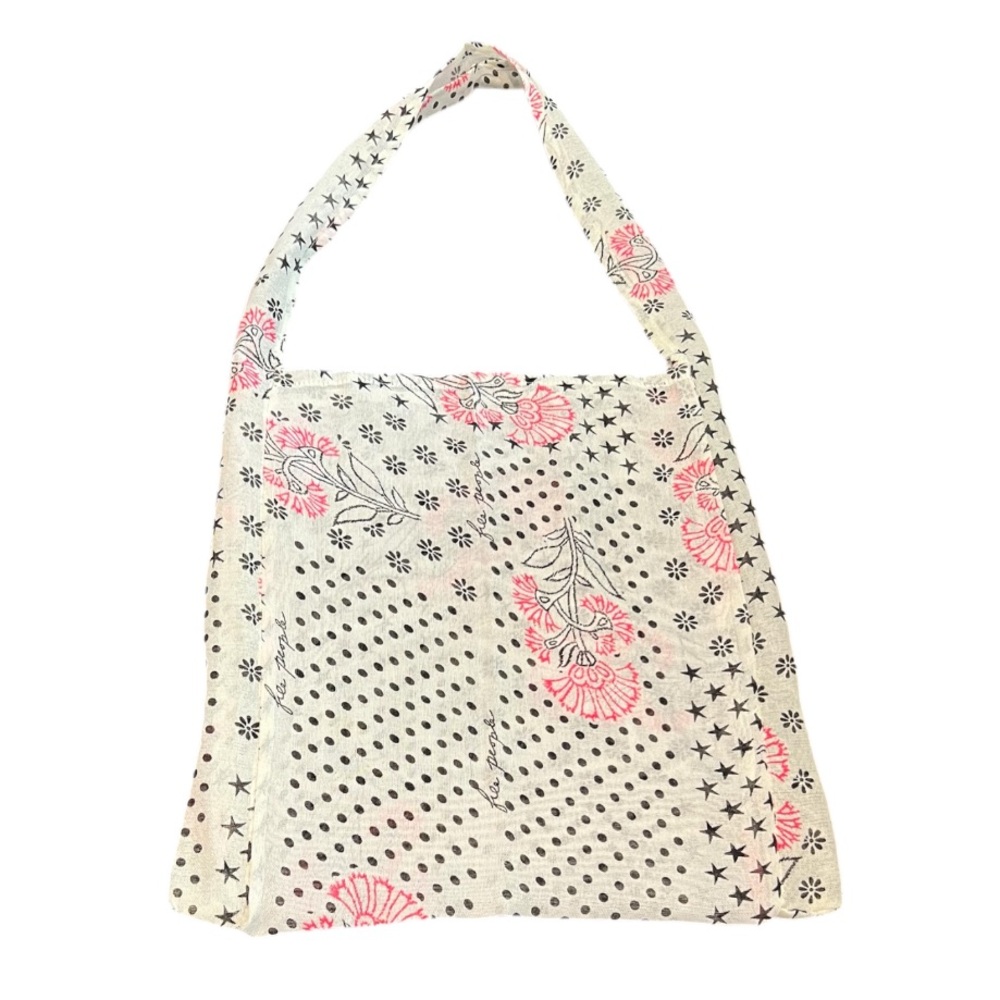 Free People Pink and Black Floral Shoulder Bag